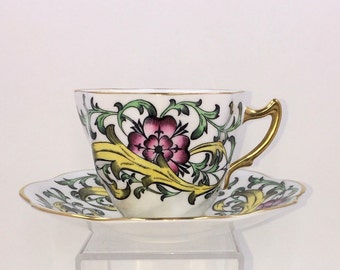 Rosina Floral Flat Teacup and Saucer