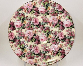 Royale Garden Chintz Collection Pink Floral Lunch Plate