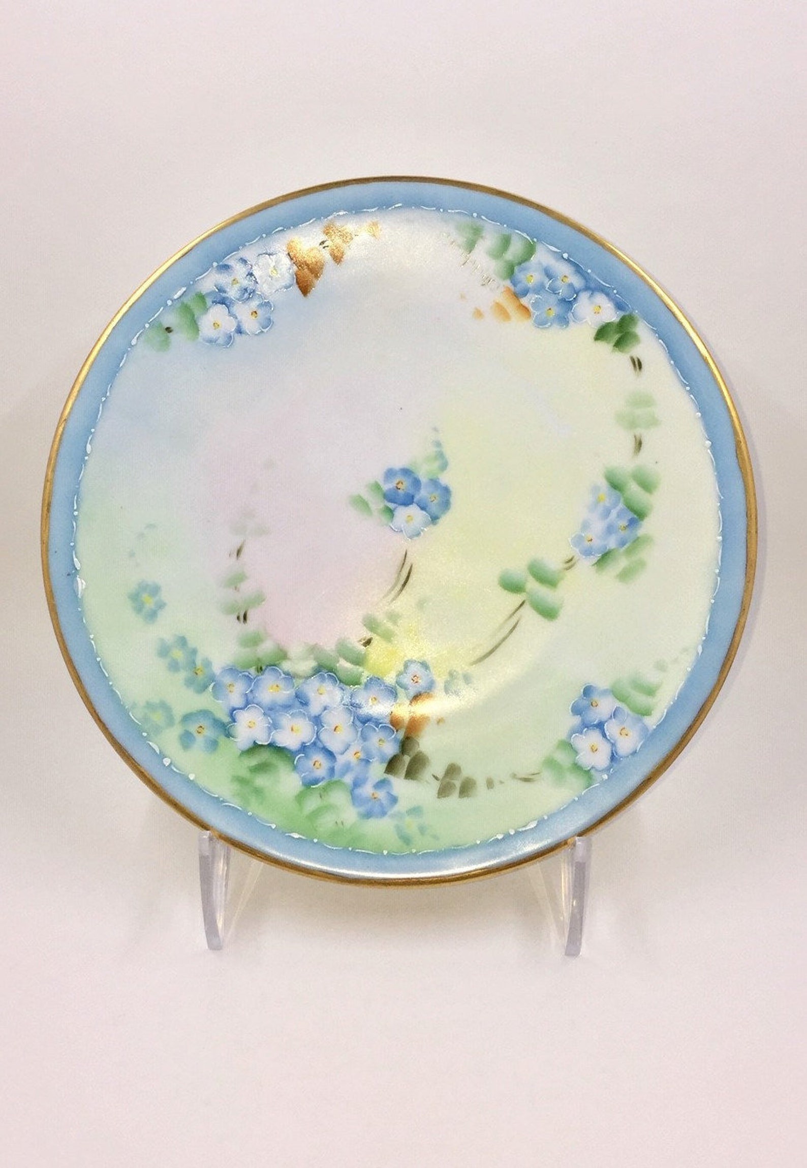 Blue Floral Plates Etsy