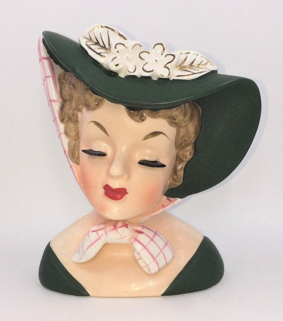 Lady Head Vase Napco Lady Head Vase C4414c 1959 Flower Etsy