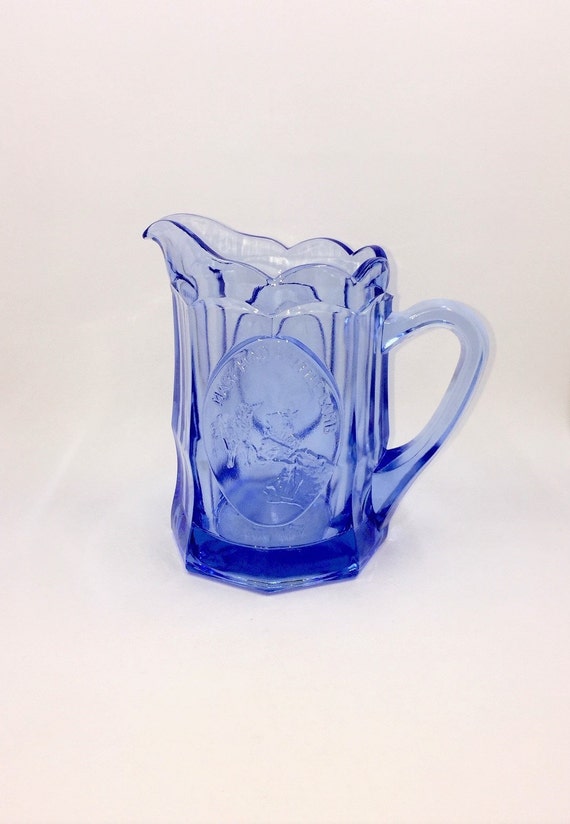 Tiara Glass Blue Nursery Rhyme Pitcher Etsy
