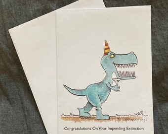 Funny T-Rex Birthday Card: Humorous Dinosaur Design