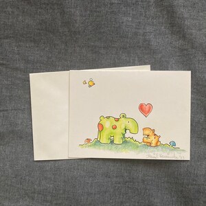 Whimsical Hand-Drawn, Handmade Mother&#39;s Day Greeting Card With Imaginary Mama And Baby.