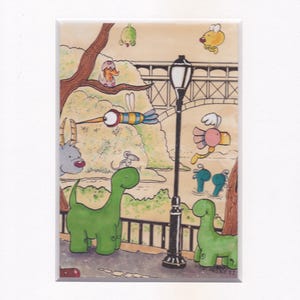 Ilustración original de dibujos animados de Critturz en Inwood Hill Park, Inwood, Nueva York