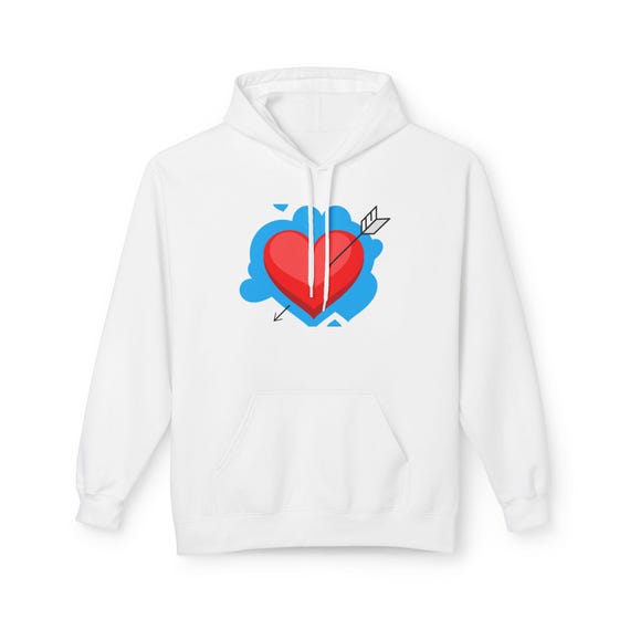 Heart Graphic Hoodie, Love Sweatshirt, Cozy Valentine's Day Pullover, Romantic Fleece Jumper, Comfy Couples Outerwear