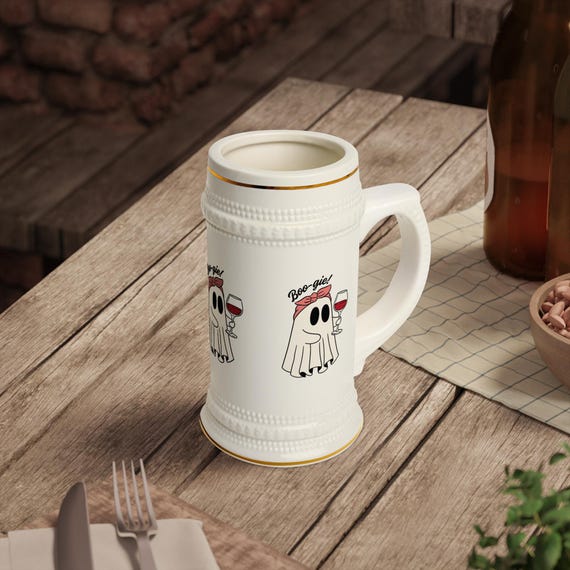 Boo gie Beer Stein Mug Funny Ghost Design Halloween Decor Party Gift Trick or Treat Accessories Unique Drinkware