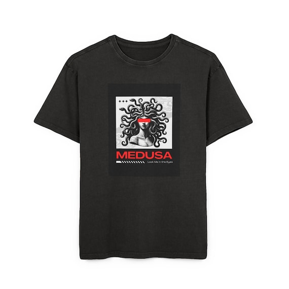 Men's Acid Washed Oversize Tee - Medusa Graphic, Streetwear, Casual Wear, Gift for Him, Festival Outfit