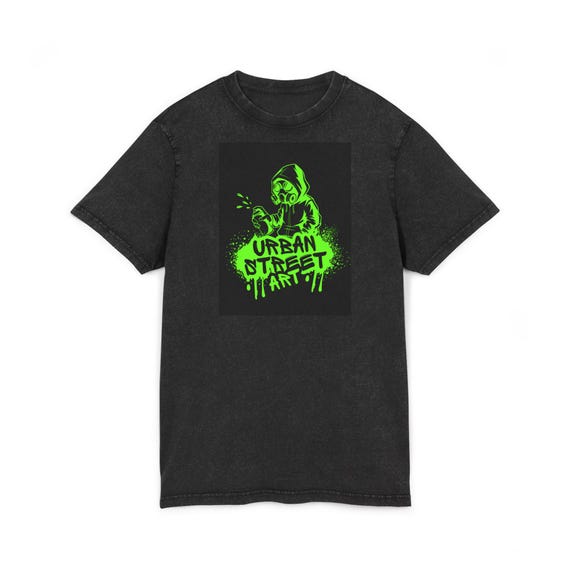 Urban Street Art Acid Washed Tee, Casual Graphic T-Shirt, Hip Hop Fashion, Unique Gift, Trendy Summer Wear