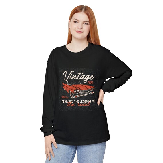 Vintage Car Long Sleeve Tee, Retro Automotive T-Shirt, Unisex Gift for Car Lovers, Classic Ride Apparel, Perfect for Road Trips