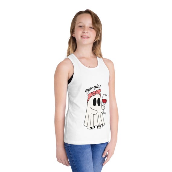 Halloween Kid's Jersey Tank Top, Fun Ghost T-Shirt, Boo-gie Costume, Kids Party Wear, Spooky Halloween Gift