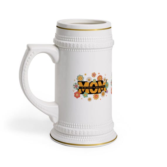 Floral Mom Beer Stein Mug - Perfect Gift for Mother's Day, Birthday, or Any Celebration, Vintage Style, Unique Drinkware