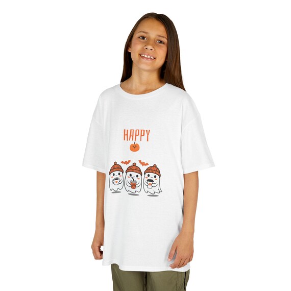 Happy Ghosts Kids Tee, Halloween Shirt, Cute Kids T-Shirt, Spooky Season Apparel, Kids Festive Clothing, Fall Outfit
