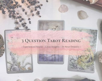 3 Question Tarot Reading | Love, Relationships and Career | Same Day Delivery