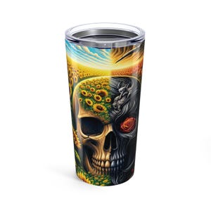 Skull Tumbler, Halloween Cup, Gothic Drinkware, Spooky Skull Mug, Skeleton Tumbler, Creepy Beverage Holder