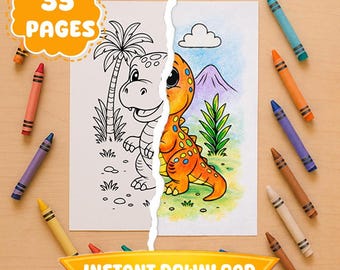 Kleurplaten dinosaurussen voor kinderen, 35 makkelijke dino-vellen (pdf-download)