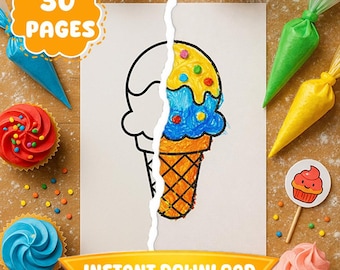 Disegni di dolci da colorare per bambini – 30 immagini di dessert da stampare, libro da colorare facile (download in PDF)