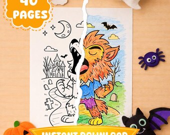 Halloween kleurplaten voor kinderen | Griezelige, gewaagde lijntekeningen (pdf-download)
