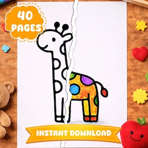 My First Scribbles Coloring Book | 40 Easy Bold Toddler Preschool Activity Pages (Digital Download)