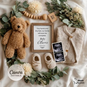 Boho Pregnancy Announcement Template: Editable December Due Date (Digital Download)