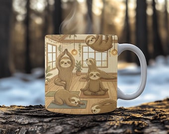 Tazza yoga bradipo, tazza bradipo carina, design divertente per yoga lento, regalo per amanti dei bradipi, regalo per insegnanti di yoga, regalo sotto i 20 anni