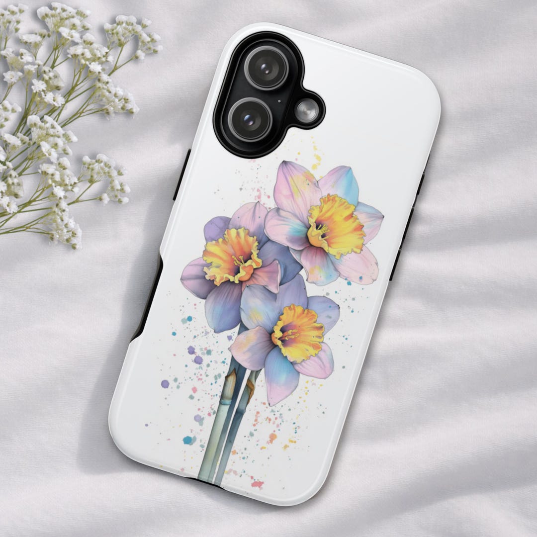 Phone Case Pattern Spring Spring Daffodil Phone Case, Pastel Floral iPhone Samsung Cover, White ...
