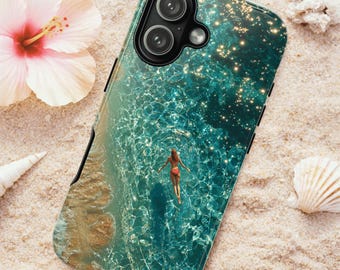 Custodia per telefono con scritta "Vacanze estive in piscina", custodia resistente per nuotatori in acque turchesi, estetica estiva per le vacanze, iPhone, Samsung, Google Pixel