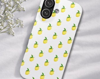 Cover per telefono con stampa di limoni, motivo agrumato estivo per iPhone e Samsung.