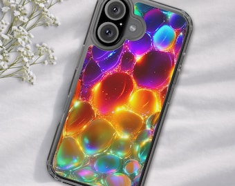 Custodia trasparente / custodia per telefono con motivo astratto a bolle arcobaleno