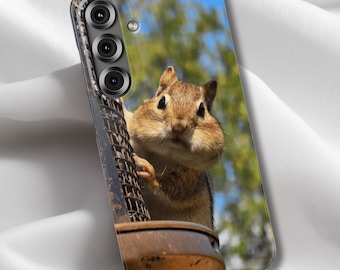 Custodia per telefono con scoiattolo, cover per telefono con sfacciato scoiattolo e guance piene, iPhone Woodland, Samsung Forest Scene, fotografia originale di animali selvatici