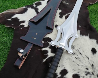Handmade He-Man Power Sword Replica: Leather Wrapped Handle & Sheath