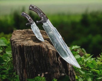 Handmade High Carbon Steel bushcraft Machete: Wood Handle & Leather Sheath