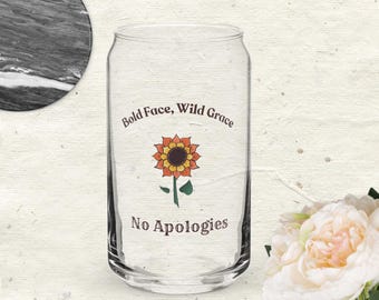 Can-Shaped Glass - 16 oz Bold Sunflower Drinkware
