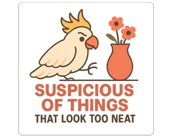 Suspicious Cockatoo Kiss-Cut Sticker - Funny Bird Humor