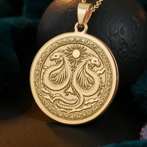 Collana con ciondolo drago Amaru: serpente inca in oro 14 carati, ciondolo della mitologia andina