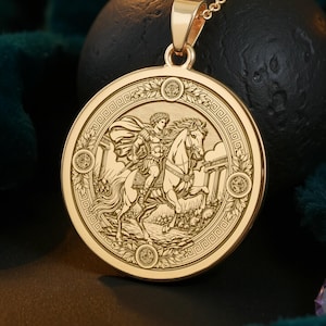 14K Gold Alexander Necklace: Bucephalus Pendant
