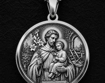 St. Joseph Medal • Patron of Workers • 925 Sterling Silver Saint Medallion