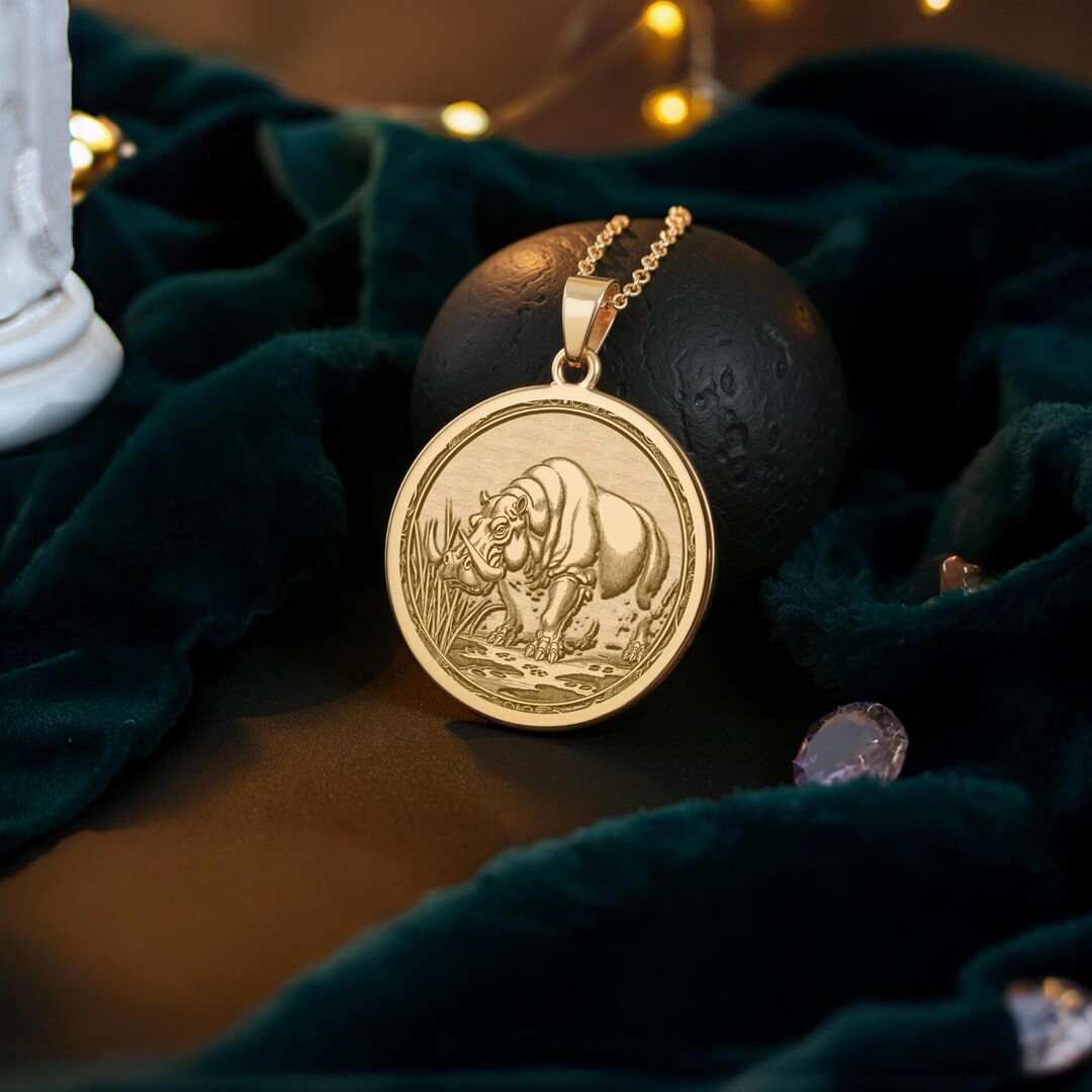 Behemoth Pendant Necklace: 14K Gold Biblical Monster Coin - Etsy
