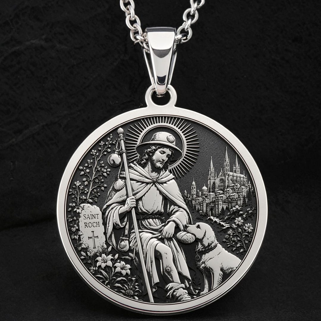 St. Roch Medal • Patron of Healing • 925 Sterling Silver Saint ...