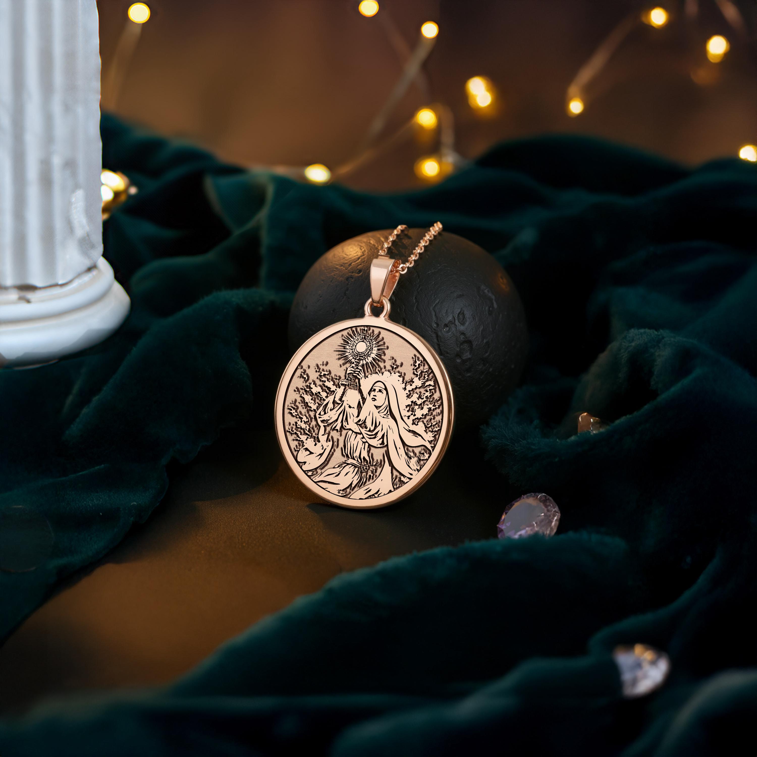 St. Clare Medal • Patron of Light • Catholic Saint Medallion