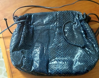 Vintage Carlos Falchi Python Gray/Blue Satchel
