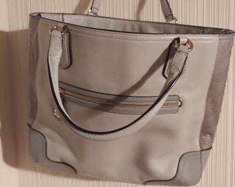 Coach Color Block Blaire Light Grey Leather Satchel