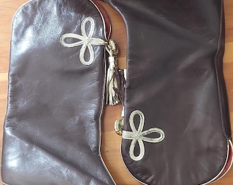 Yves Saint Laurent Vintage Boots Gold Embroidery and Tassel size 8.5