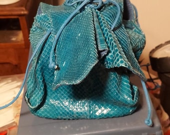 Falchi Turquoise Python Satchel with vinyl lining