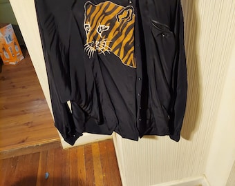 Blusa de seda vintage Gidding Jenny Tiger