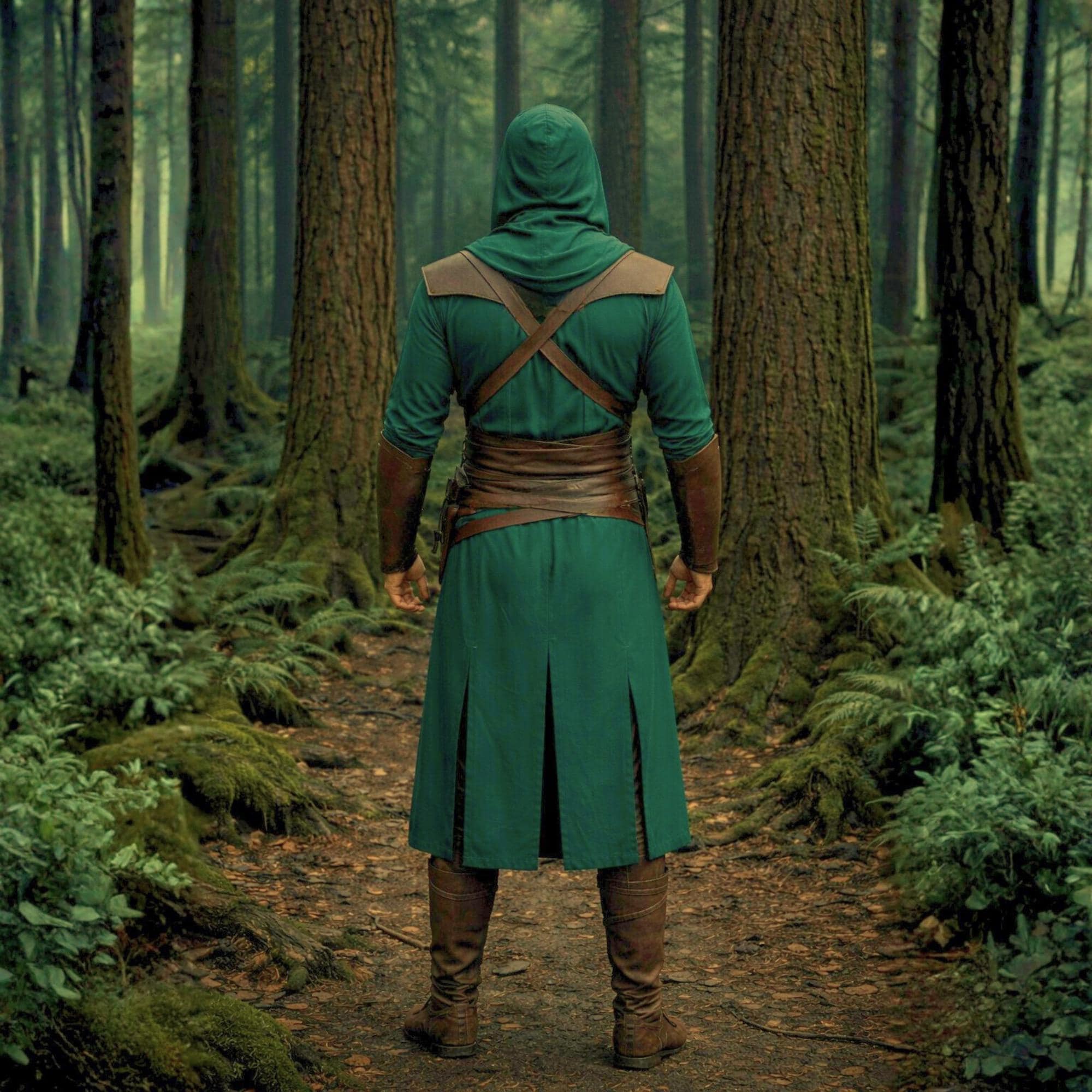 Hooded Green Ranger Tunic for Men, Stealth Assassin Medieval Leather ...