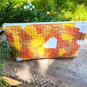 Quilted Orange Citrus Scrappy Tulle Zippered Tulle Pouch Bag