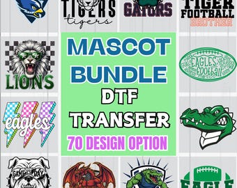Personalized Mascot DTF Transfer: Team Spirit Heat Press Design, Back to school, Football Transfer
