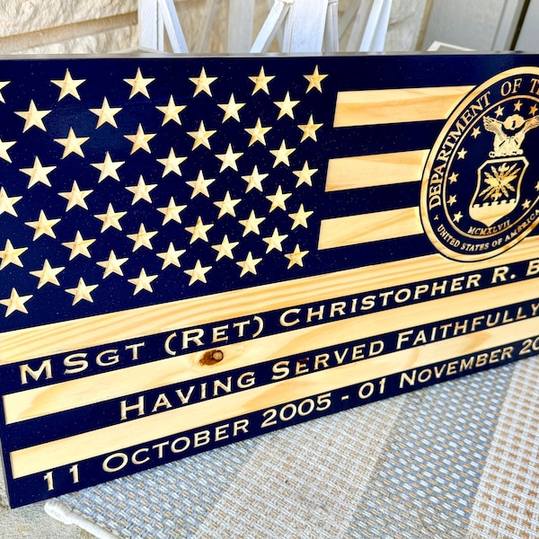 Personalized U.S. Air Force Wooden Flag | Military Retirement, Veteran Wall Decor