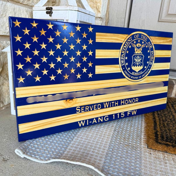 Personalized U.S. Air Force Wooden Flag | Military Retirement, PCS, Promotion Gift