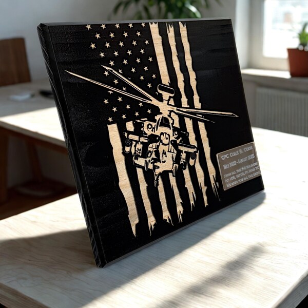 Apache Helicopter Plaque: Custom Military Farewell Gift